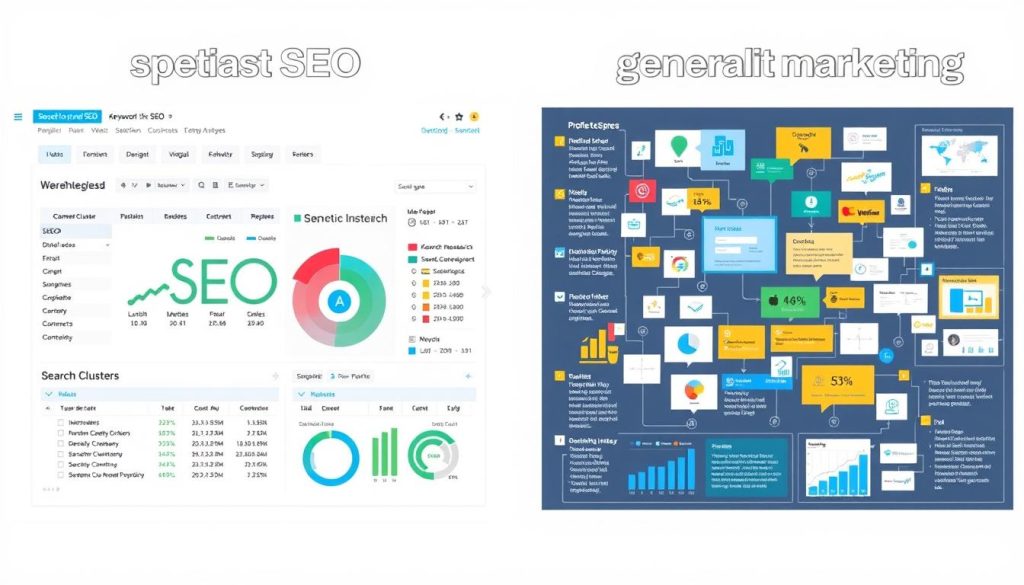Comparison of targeted keyword strategy vs broad digital marketing approach